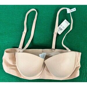 NEW AMERICAN EAGLE AERIE SUNNIE STRAPLESS BRA SANS BRALETTE, NUDE SZ 32 B